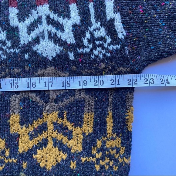 Vintage Chunky Knit Confetti Fleck Sweater Mens Large Intarsia Pattern‎ Charcoal - Picture 7 of 9